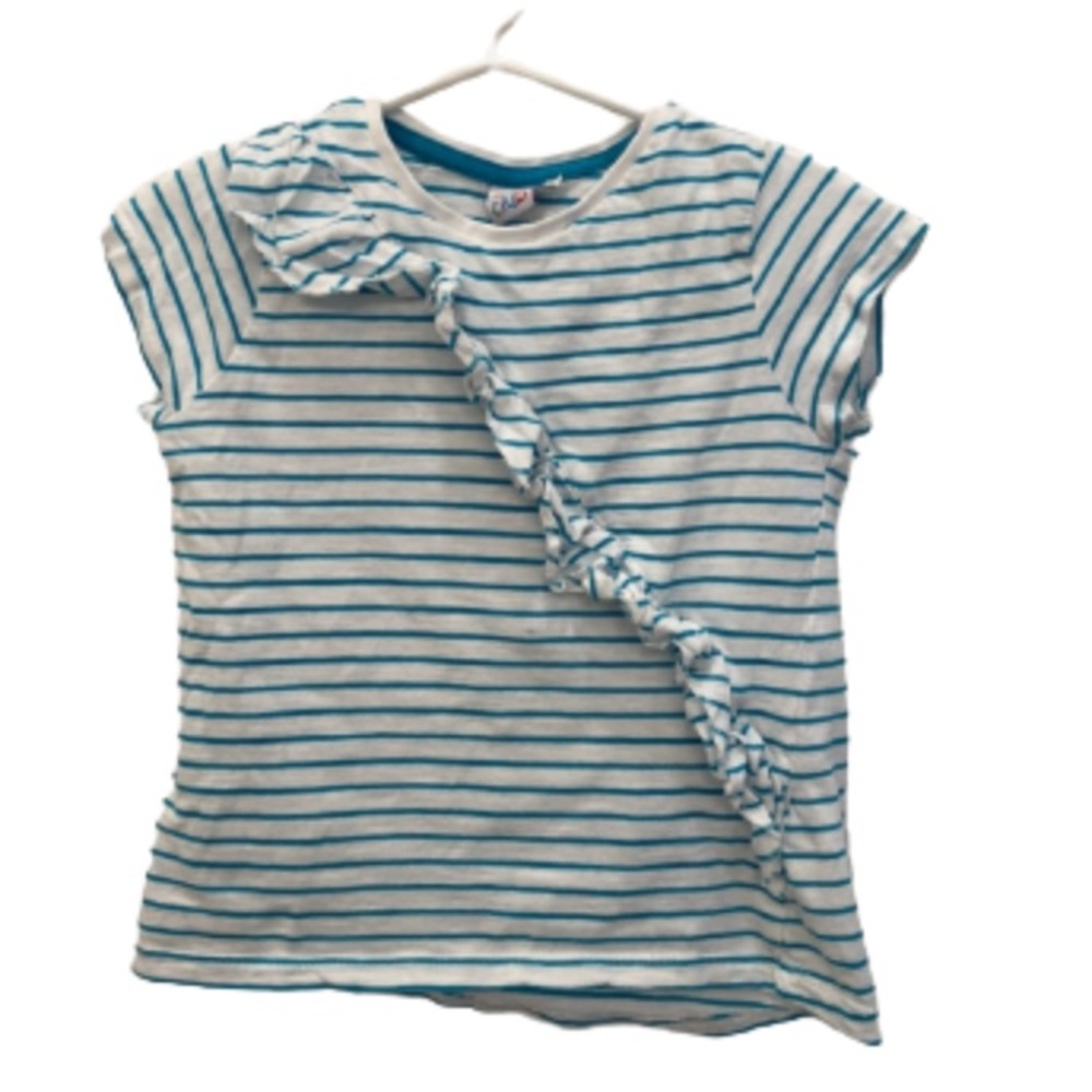Mini club girls short sleeved striped ruffled top